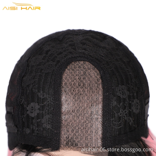 Aisi Wholesale Straight Bob Fiber Hair Wigs For Women Ombre Color Full Machine Made Wig Synthetic Hair Wig